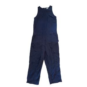 Women S Victor Alfara Collective Navy Sleeveless Side Back Zip Jumpsuit Relaxed
